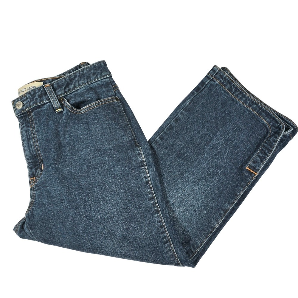 GAP Boot Cut Capri Jeans Womens Size 10 Dark Wash Denim Cropped Stretch